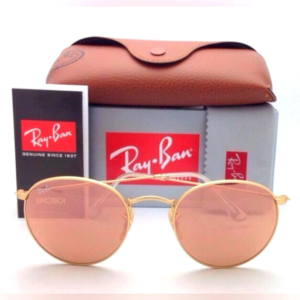 LIKE NEW Ray Ban Round Metal Pink Flash RB3447 Men /Women Sunglasses - Picture 2 of 16